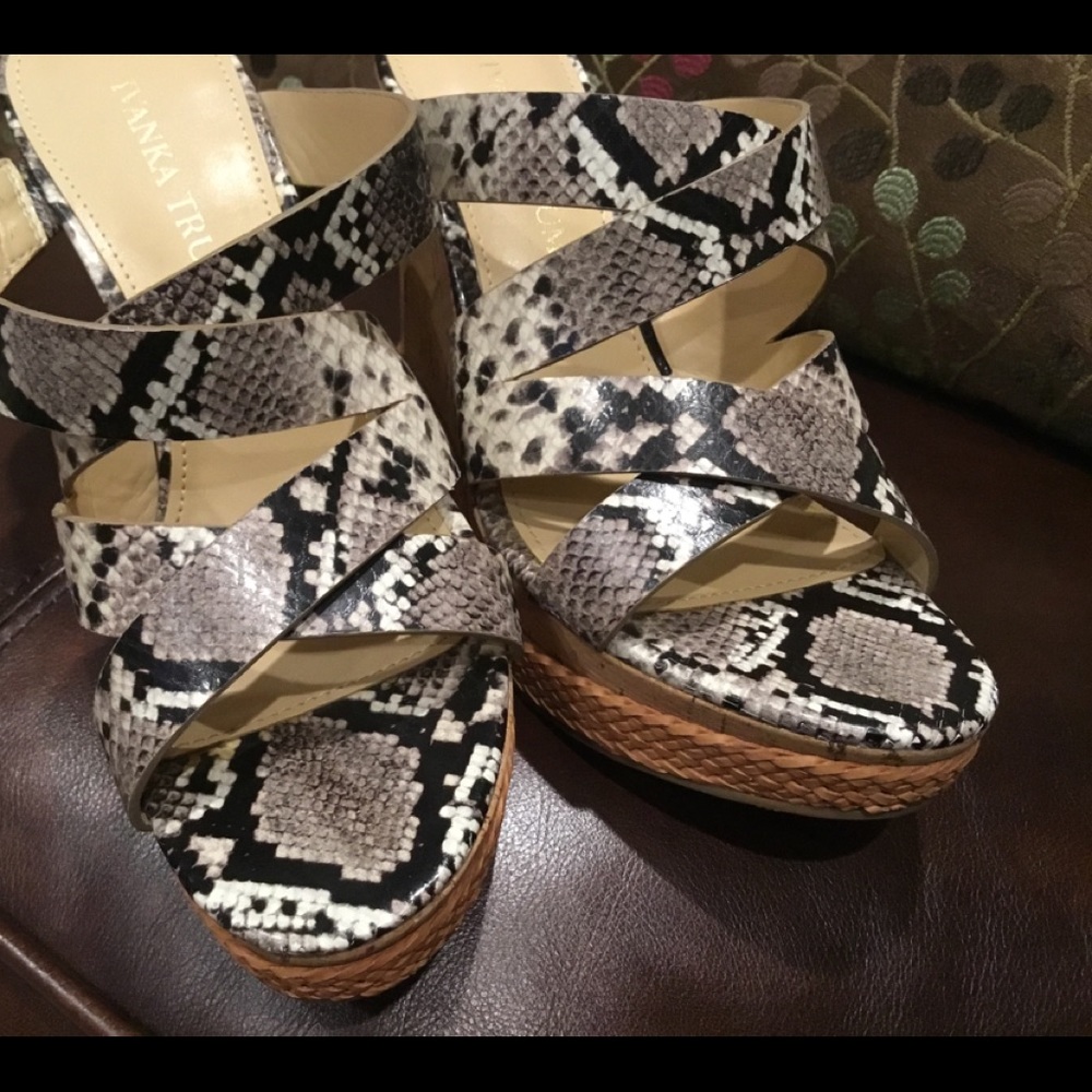 Ivanka Trump Habbie Wedge Shoes Snakeskin